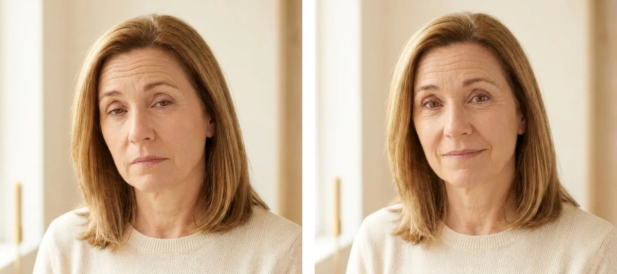 Balance von Stirn, Zornesfalte und Augenpartie bei der Botox Behandlung